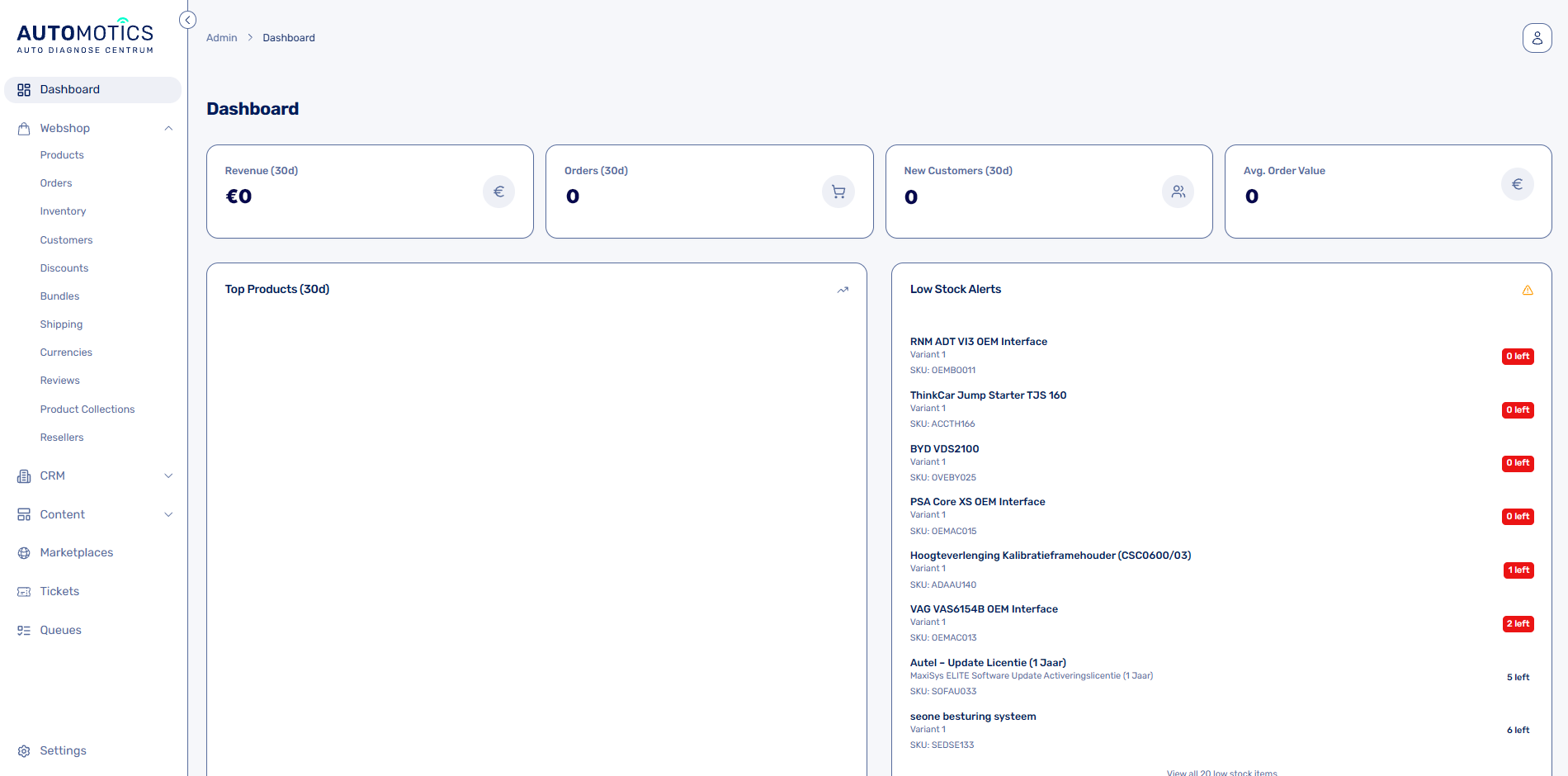 Automotics dashboard